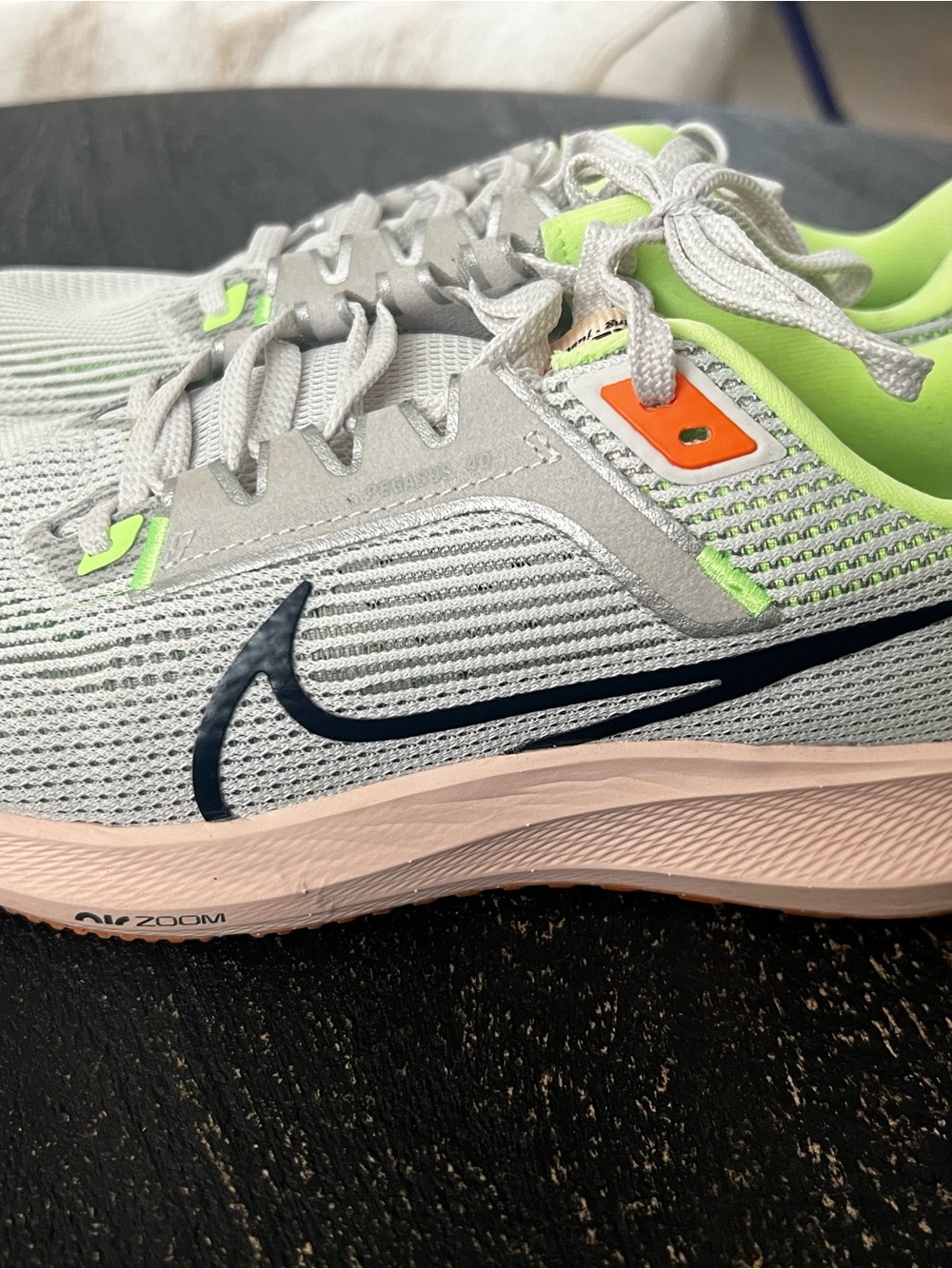 Nike Air Zoom Running Shoes in Light Gray with Neon Accents